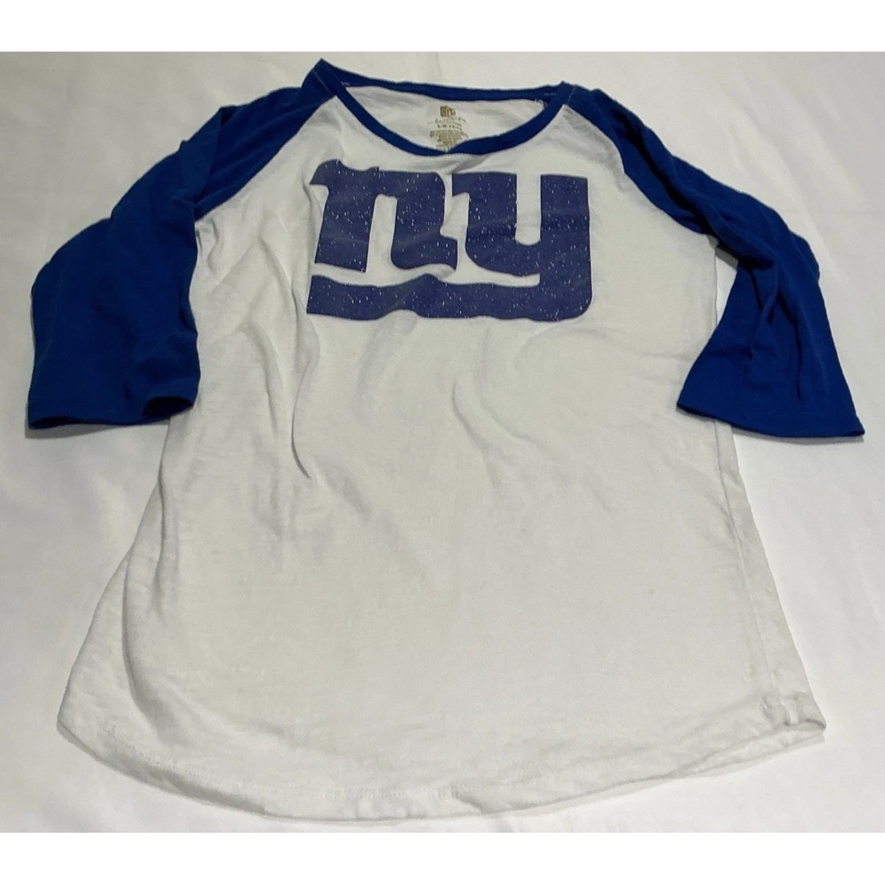 New York Giants NFL Team Apparel Shirt Girls Large White Large Logo Football
